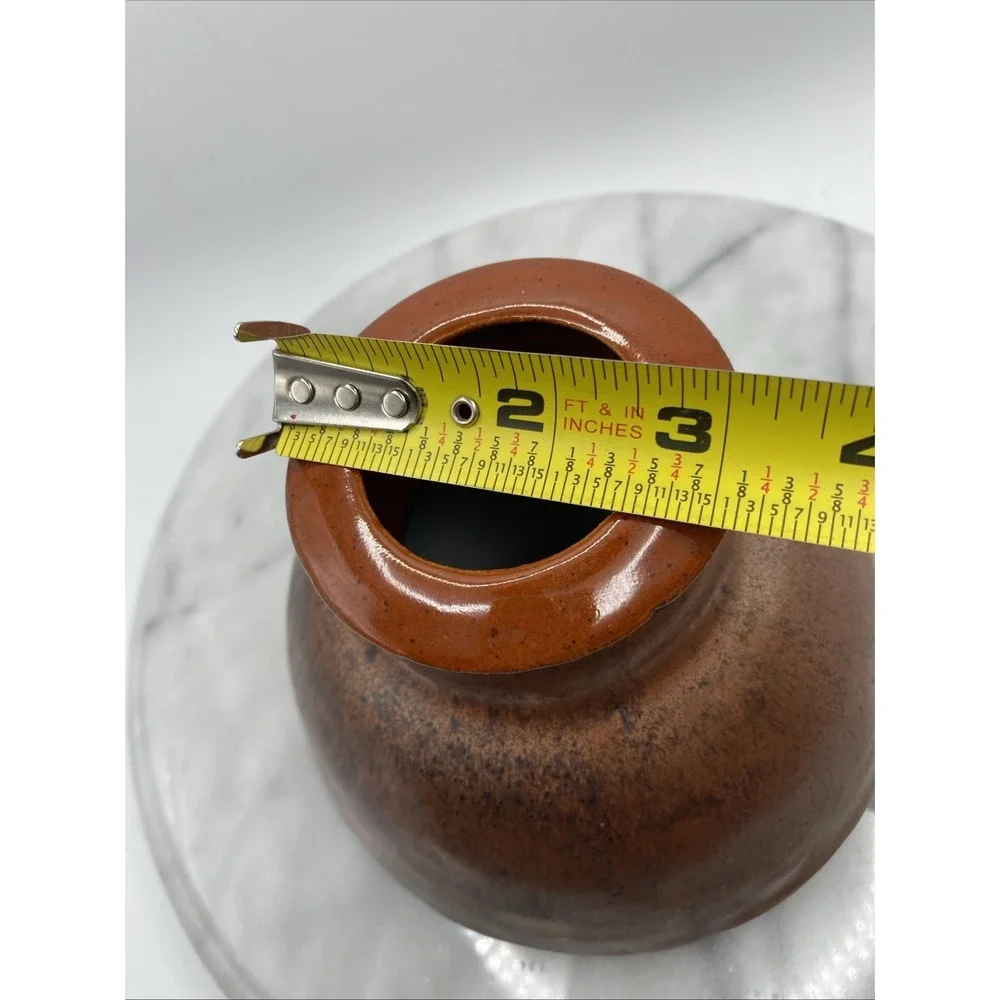 Studio Pottery Artisan Lidded Jar Brown Bronze Metallic Glaze 9.5 In Handcrafted